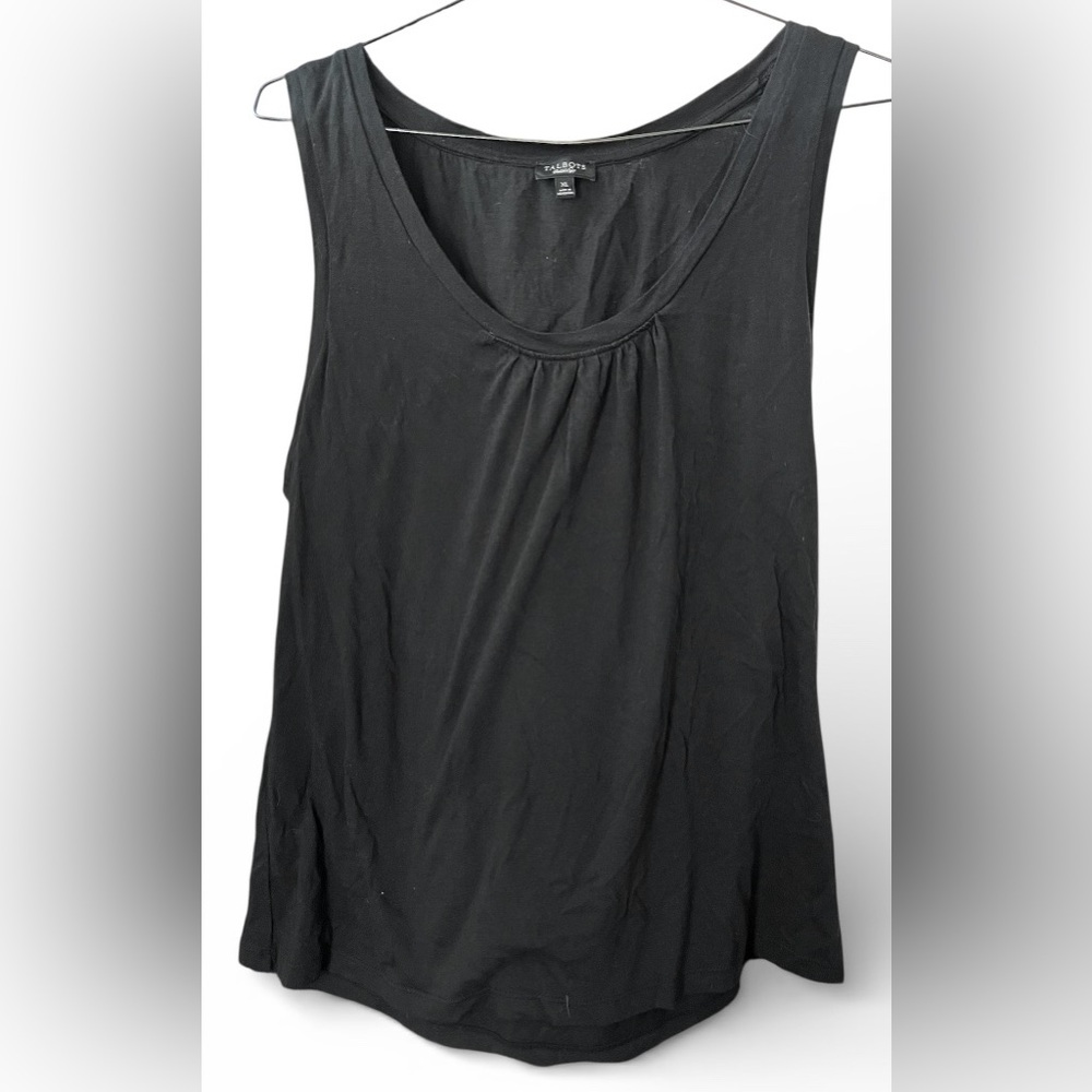 Talbots Black Sleeveless Blouse XL Soft Stretch Tank Career Classic - Picture 2 of 7